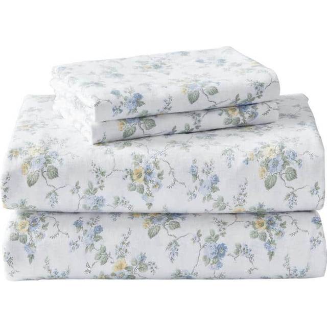 Laura Ashley Home - Full Sheets  cotton Flannel Bedding Set  Brushed for Extra Softness  comfort Le Fleur  Full