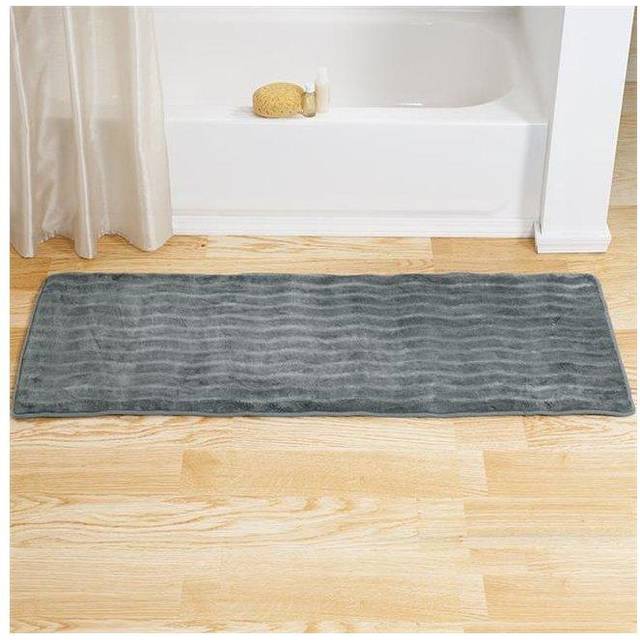 Lavish Home 67-11-P 24 x 60 in. Extra Long Memory Foam Bath Rug Mat, Platinum