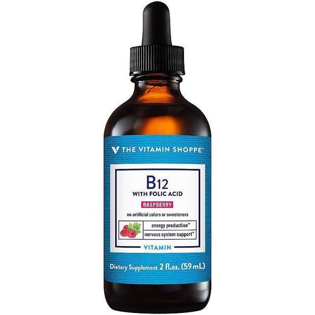 The Vitamin Shoppe, Vitamin B12, with Folic Acid, Raspberry, 2 fl oz (59 ml)