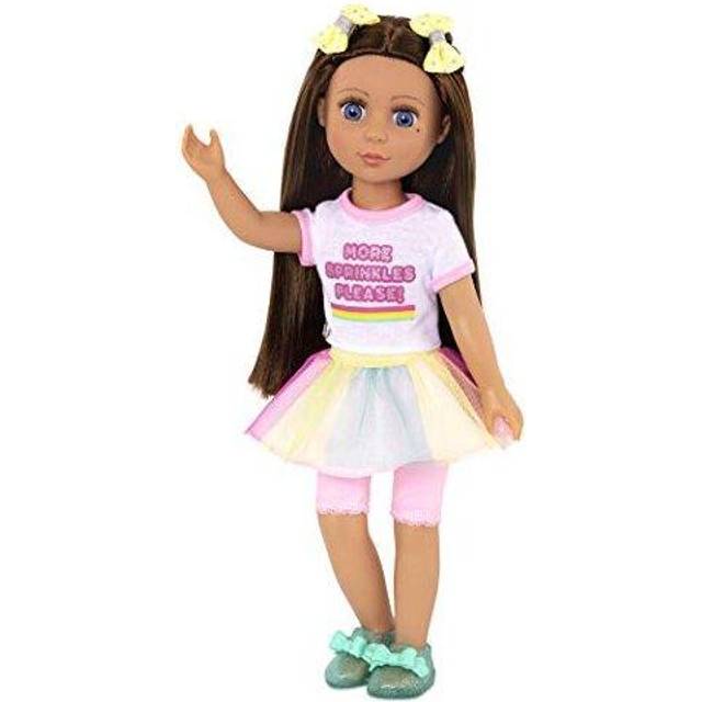 Glitter Girls Dolls by Battat ?14-inch Poseable Fashion Doll Kika ?Brown Hair & Blue Eyes ?Ice Cream Outfit, Rainbow Skirt, and 2 Hair Bows ?Toys, Clo