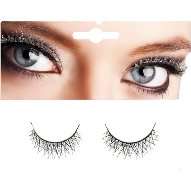 Glitter eyelashes silver