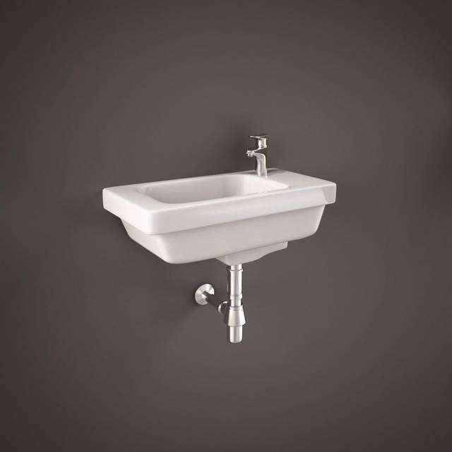 RAK Ceramics Resort Right Hand Slimline Basin with 1 Tap Hole | White | 450mm