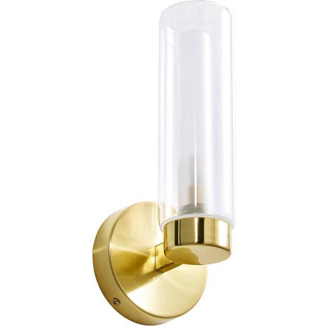 Spa Sparti Tubular Wall Light Clear Glass and Satin Brass