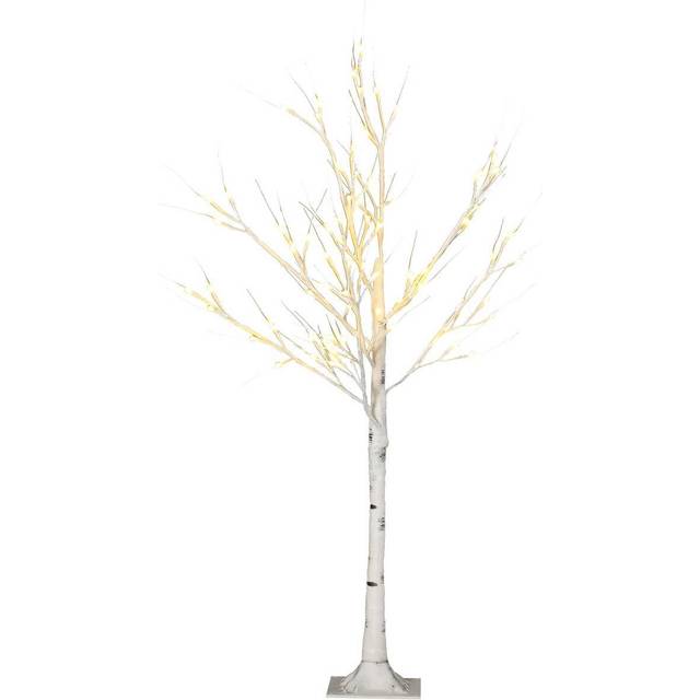 6ft Pre-Lit Artificial Birch Tree Light - White - 120cm - Homcom
