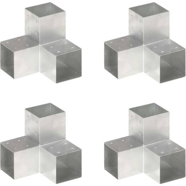 Post Connectors 4 pcs y Shape Galvanised Metal 101x101 mm Vidaxl
