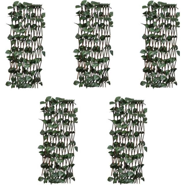 vidaXL Willow Trellis Fences 5 pcs with Artificial Leaves 180x60 cm - Green