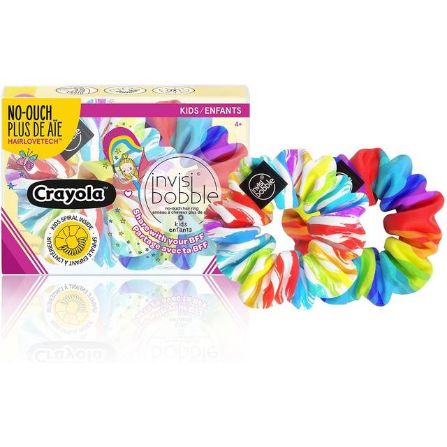 invisibobble Kids Sprunchie Spiral Hair Ring - Crayola Edition - 2 Pack - Scrunchie Elastic Hair Ties, Hair Accessories for Women, Girls and Teens -