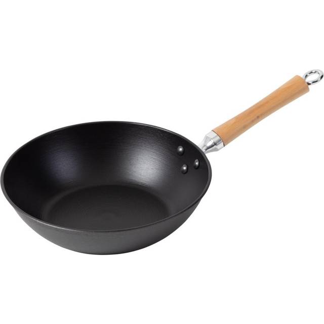 JOYCE CHEN Professional Series 11.5-Inch Cast Iron Stir Fry Pan with Maple Handle