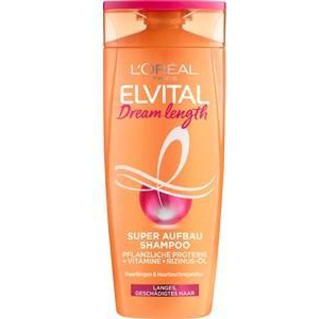 L'Oréal Paris Elvital anti-kluvna hårschampo för fantastiskt långt hår ricinolja, Dream Length Super Building hårschampo 6 x 300 ml