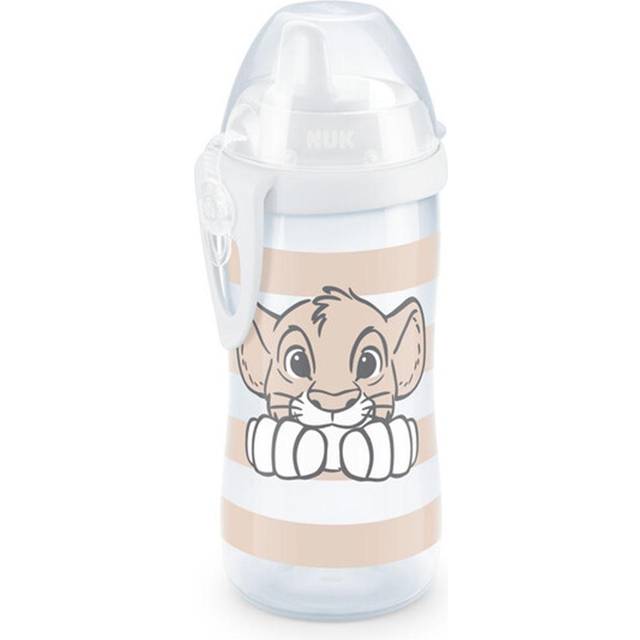 NUK First Choice+ Kiddy Cup Småbarnskopp | 12 månader+ | Läckagesäker förstärkt pip | Klämma & Skyddskåpa | BPA-fri | 300 ml | Disney Lion King