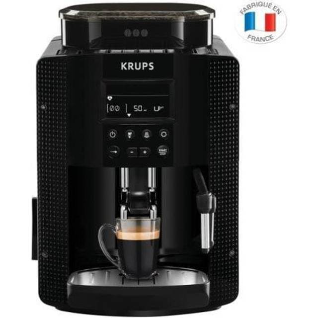 Krups Essential Coffee Machine Bohnenmühle Espresso-Kaffeemaschine LCD-Display Automatische Reinigung schwarze Cappuccino-Dampfdüse YY8135FD