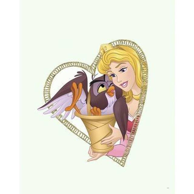 Komar Disney väggbild Aurora & Owl | Barnrum, dekoration, konsttryck | utan ram | WB081-30 x 40 | Storlek: 30 x 40 cm (bredd x höjd)