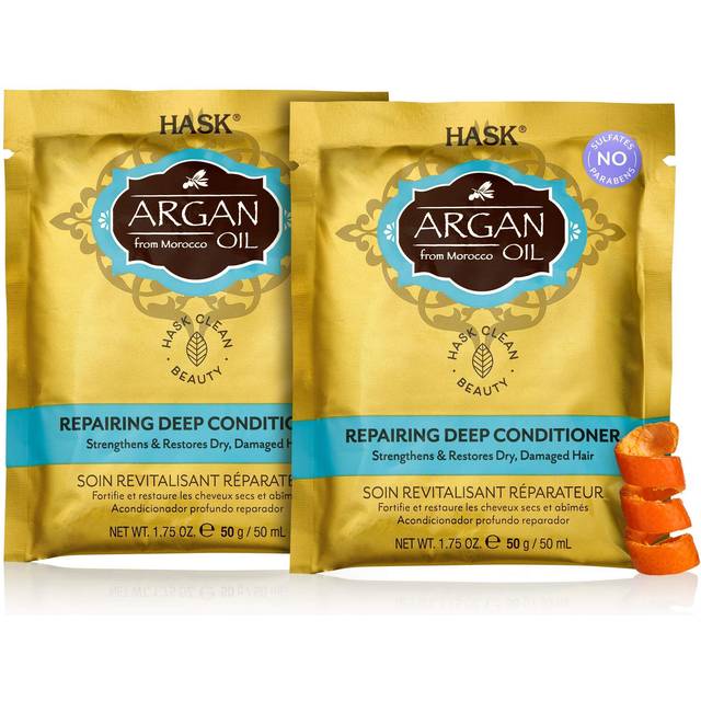 HASK ARGAN OIL Repairing Deep Conditioner Treatments for all hair types  color safe  gluten free  sulfate free  paraben free - Pack of 2