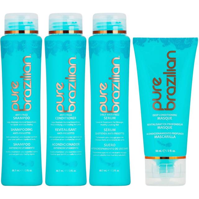 PURE BRAZILIAN - 4 Piece Essential Travel Size Kit: Anti-Frizz Shampoo  Conditioner  Serum & Masque