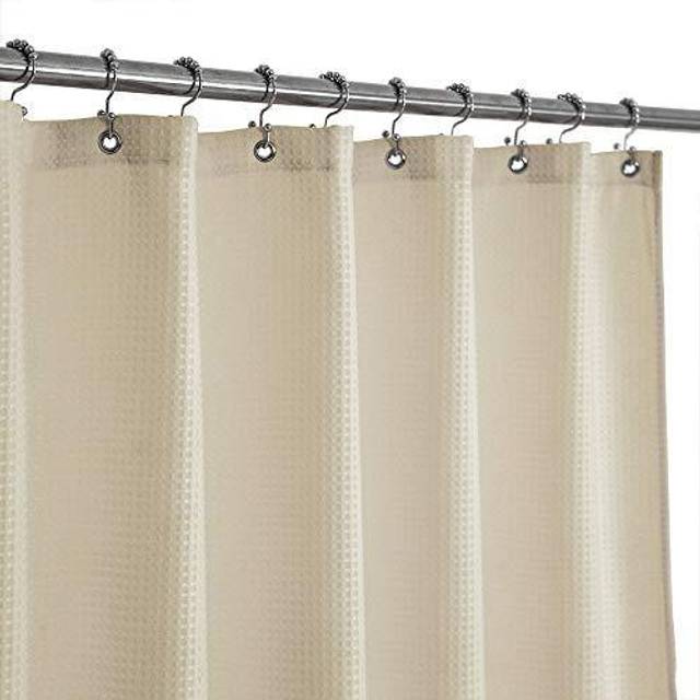 Barossa Design Stall Fabric Weave Waffle Shower Curtain 36 x 72 inch  Spa  Hotel Luxury Spa  230 GSM Heavy Duty  Water Repellent