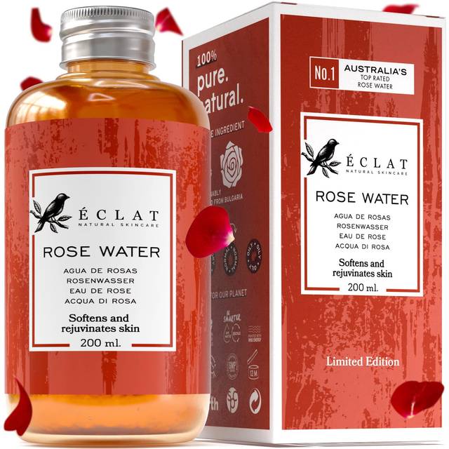 ???????????????? Rose Water - 100% Pure & Unrefined Alcohol Free Toner for Face & Skin - Hand-Harvested Fresh Rose Petals in Bulgaria - 100%