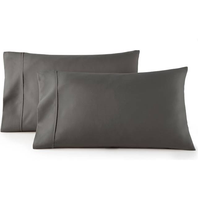 HC Collection King Pillow Cases Set of 2- Microfiber  Extra Soft Pillowcases - Easy Care & Machine Washable - Gray