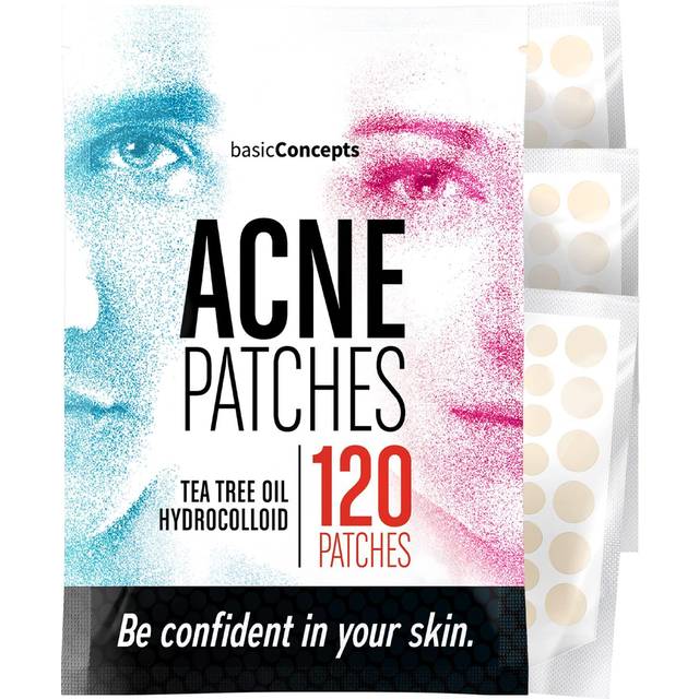 BASIC CONCEPTS Pimple Patches for Face (120 Pack)  Hydrocolloid Patch with Tea Tree Oil - Pimple Patch Zit Patch and Pimple Stickers - Hydrocolloid Ac