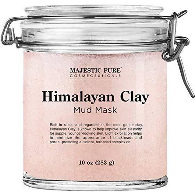 MAJESTIC PURE Himalayan Clay Mud Mask for Face and Body Exfoliating and Facial Acne Fighting Mask - Reduces Appearance of Pores  10 oz