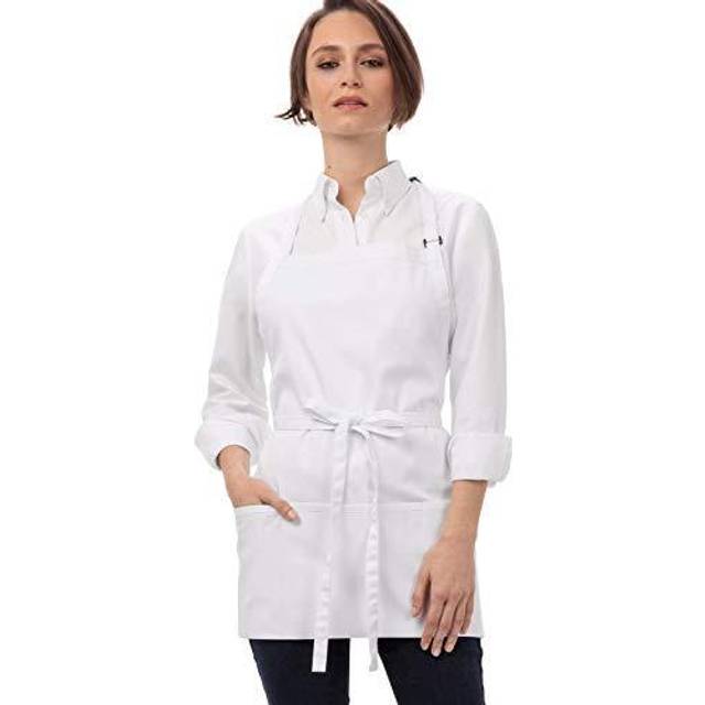 Chef Works Unisex Three Pocket Apron  White  One Size