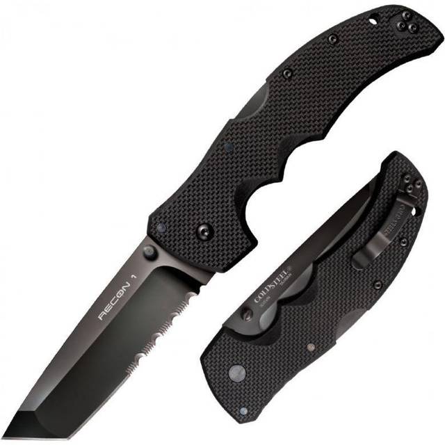 Cold Steel Recon 1 Series 4.0-Inch American S35VN Steel Tanto Blade Folding Knife with Tri-Ad Lock in Black