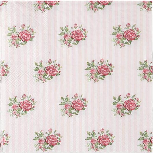 Juvale Floral Paper Napkins  Vintage Pink Roses Party Napkins (6.5 Inches  100 Pack)