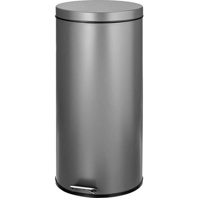 mDesign Tall 30 Liter  Large Round Metal Lidded Step Trash can  Thin compact garbage Bin with Removable Liner Bucket for Bathroom  Kitchen  craft Room