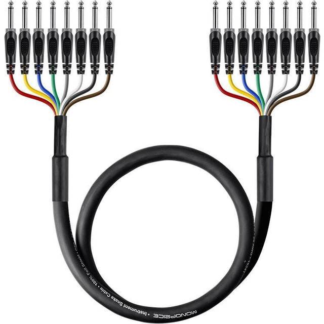 Monoprice 2 Meter (6ft) 8-Channel 1/4inch TS Male to 1/4inch TS Male Snake Cable - Black