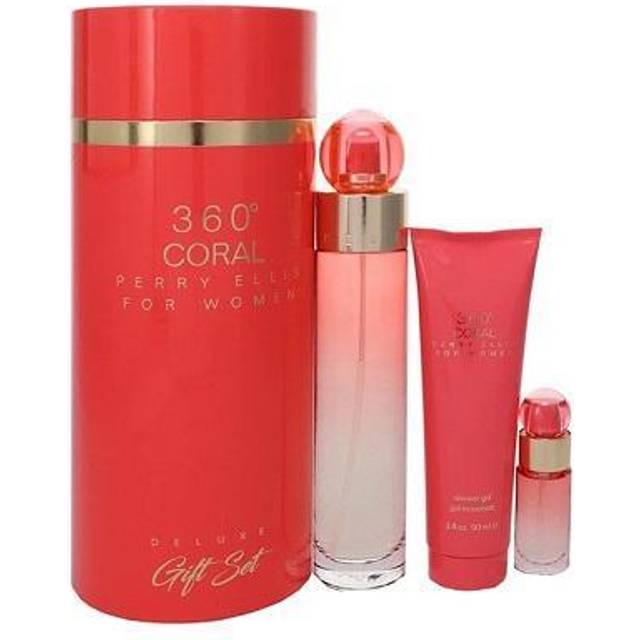 Perry Ellis 360 Coral Gift Set -- Gift Set - 3.4 oz EDP Spray + .25 oz Mini EDP Spray + 3 oz Shower Gel for Women (--)