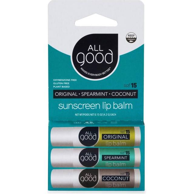 All Good Assorted Lip Balm 3 Pack Original - Spearmint - Coconut SPF 15 3 Lip Balm