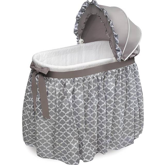 Badger Basket Wishes Rocking Baby Bassinet and Bedside Sleeper with Bedding  Pad  and Storage Basket - Gray/Lantern