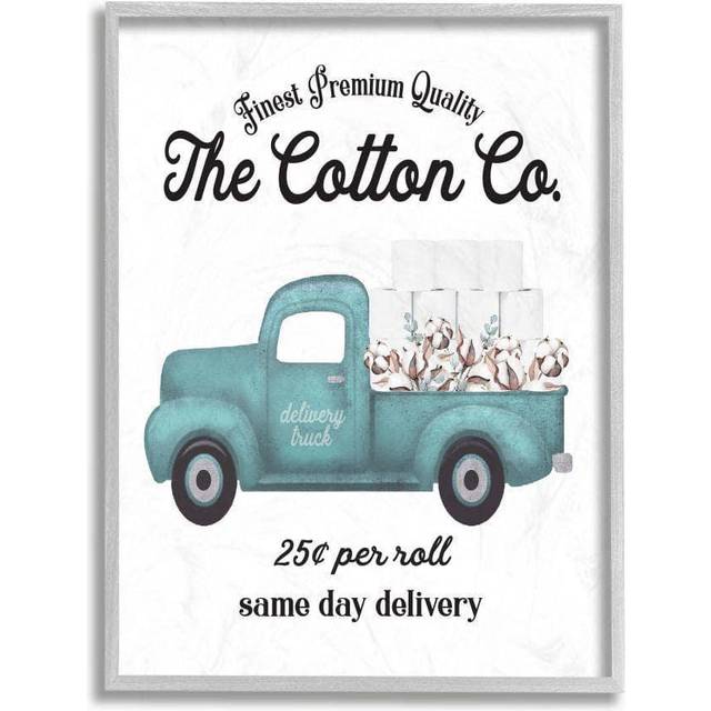 Stupell Industries Toilet Paper Cotton Co Delivery Truck Bathroom Word Design Framed Giclee Art Design By Artist Lettered and Lined