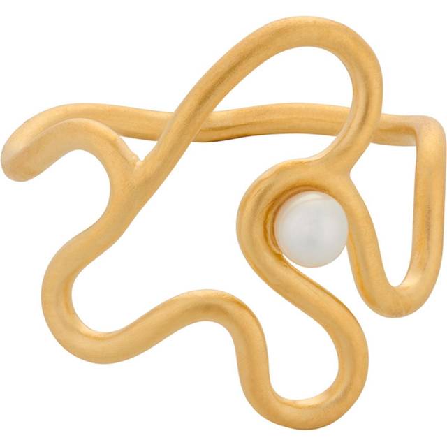 Pernille Corydon - BAY PEARL ring forgyldt - STR 48