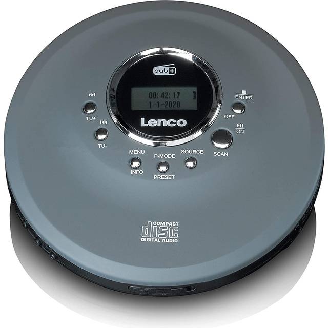 Lenco CD-400 – bärbar CD-spelare – Discman – DAB+ radio – CD, CD-R/RW, MP3-spelare – stationsminne – ljudbokfunktion – anti-shock – integrerat batteri 1000 mAh – grå