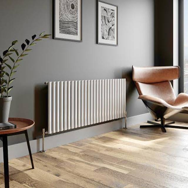 DuraTherm Horizontal Oval Tube Single Panel Designer Radiator - 600 x 1560mm White
