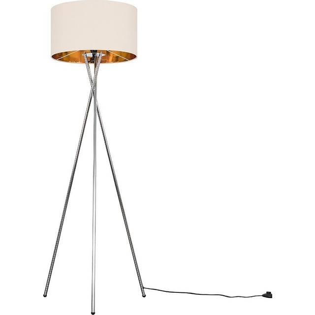 Miron 155cm Camden Tripod Floor Lamp with Large Reni Shade - Chrome (153cm H X 62cm W X 62cm D)