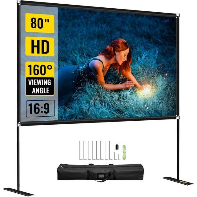 VEVOR 203,2 cm Leinwand Beamer Bequemes Tragen, Gr&#xF6;&#xDF;e 180,34 x 114,3 cm Leinwand Schneller Aufbau Projektionsleinwand Rolloleinwand heimkino Mobile Hochtextiles Oxford-Tuch 16:9 Au&#xDF;enanwendung