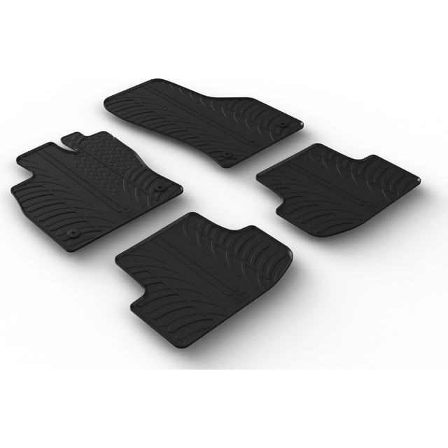 0707 Set of Rubber Mats Suitable for Audi A3 (8Y) Sportback/Saloon 2020 - Excl. MHEV (T Profile 4 Pieces + Mounting Clips)