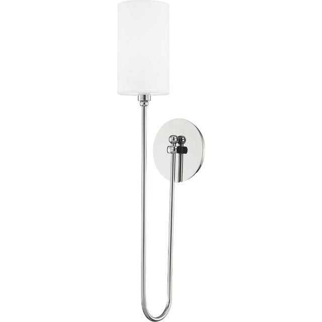 Harlem 1 Light Wall Sconce Polished Nickel, Linen, 2500K