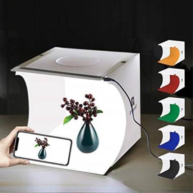 Photo Studio Box with LED Light, PULUZ 20cm Mini Portable Photography Lighting Tent Kit, White Foldable Shooting