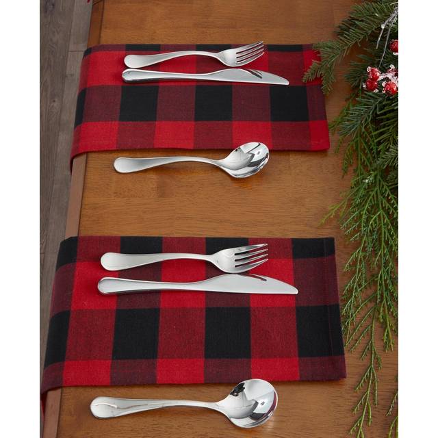 "Elrene Home Fashions Farmhouse Living Holiday Buffalo Check Napkins Set of 4  20"""""""" x 20""""""""  Red/Black"