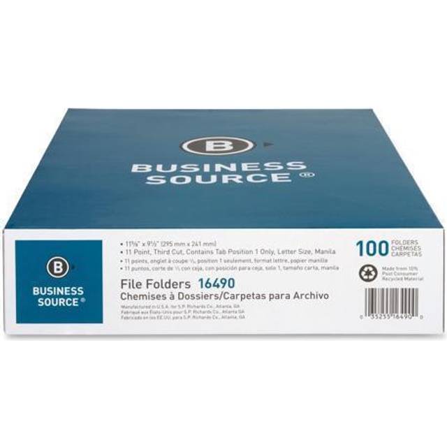 Business Source 16490 File Folder 1/3 Cut Left Tab 1-Ply 3/4-Inch Exp Ltr 100/BX MLA