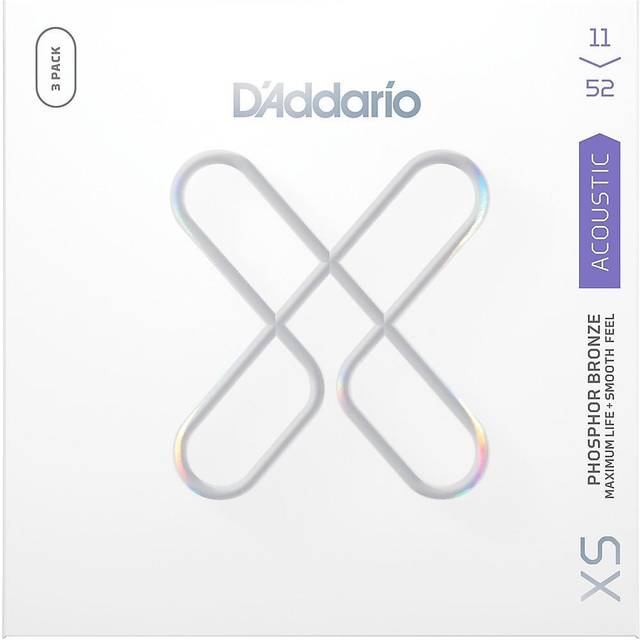D'Addario XS Phosphor Bronze Acoustic Guitar Strings, 3-pack, Custom Light (XSAPB1152-3P)