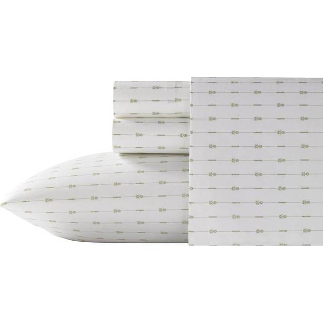 Tommy Bahama - King Sheets  Cotton Percale Bedding Set  Crisp & Cool  Stylish Home Decor (Pineapple Pinstripe Green  King)