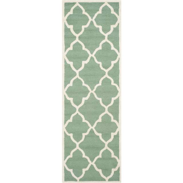 Roan Handmade Tufted Wool Teal/Ivory Rug (Runner 76 x 243cm)