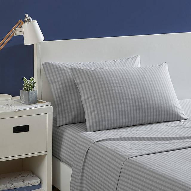 Plaid Grey Queen Sheet Set