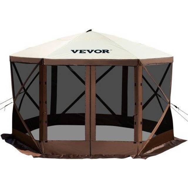 VEVOR Pavillon-Zelt, 3,6 x 3,6 m, 6-seitiges Pop-up-Camping-Überdachungszelt mit Netzfenstern, tragbarer Tragetasche, Erdnägeln, großen Schattenzelten für Camping im Freien, Rasen und Hinterhof