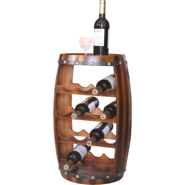 Vintiquewise QI003283 24.5 x 13 x 13 in. Wooden Barrel Shaped 14 Bottle Wine Rack, Brown