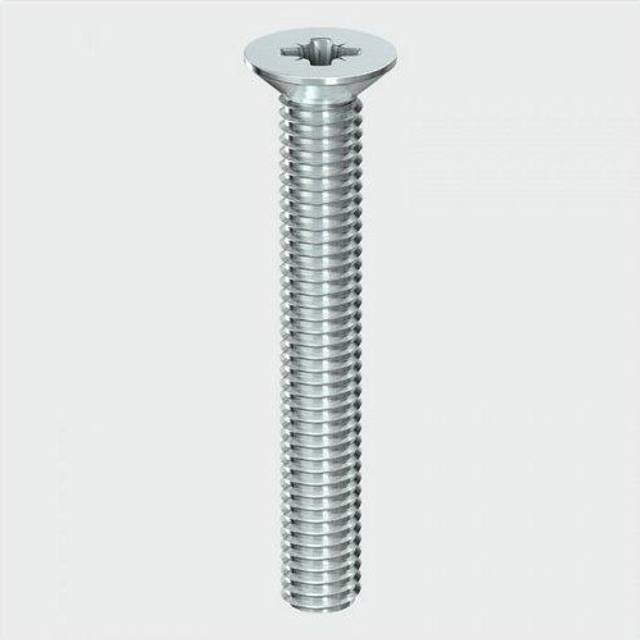 Machine Screw Pozi Countersunk Bright Zinc Plated M4 10mm Pack of 100