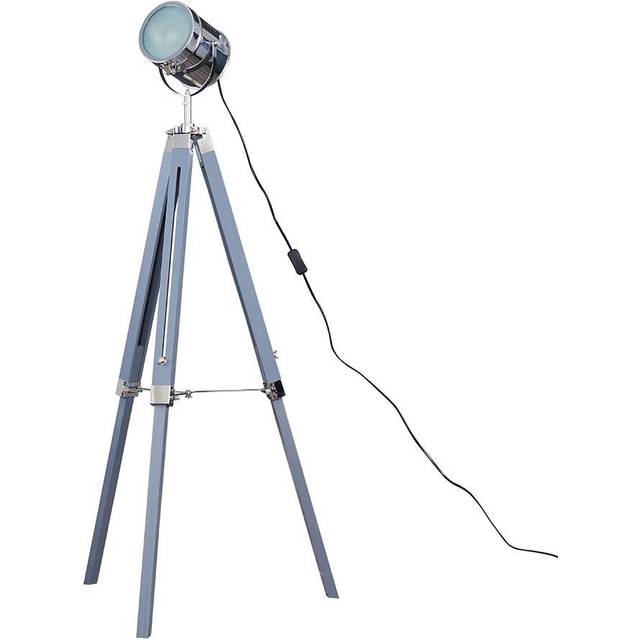 Minisun - Starboard Grey and Chrome Industrial Photography Studio Adjustable Spotlight Tripod Floor Lamp